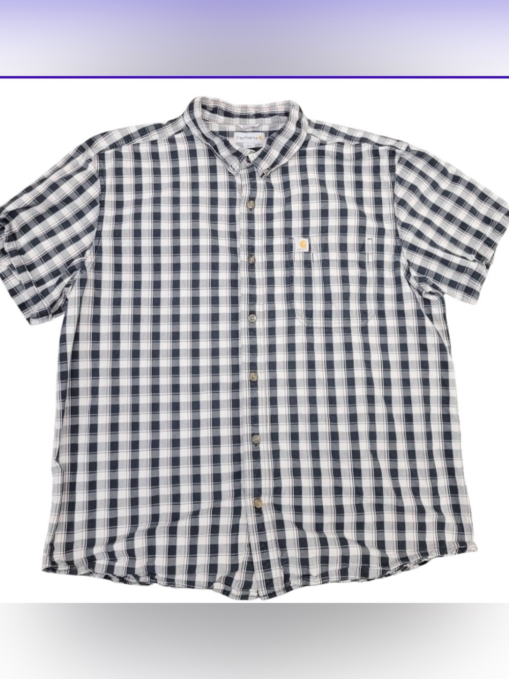 Carhartt Men's Relaxed Fit Pocket Plaid Short Sleeve Button Up Shirt Size 2XL